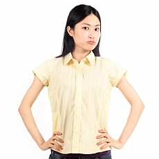 Coolmax短袖條紋襯衫 (女)