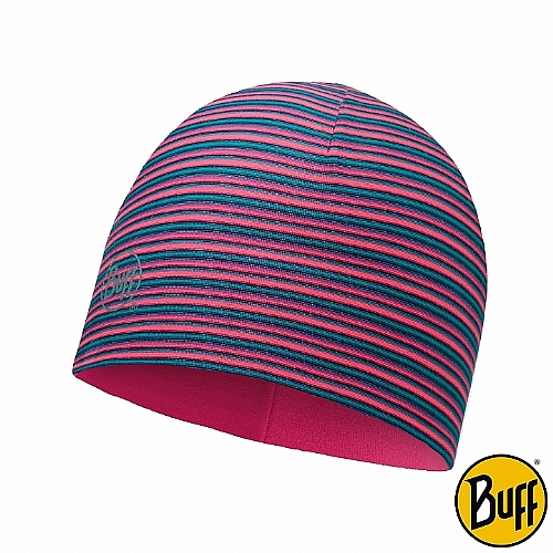 粉紅藍紋 POLAR雙層保暖帽